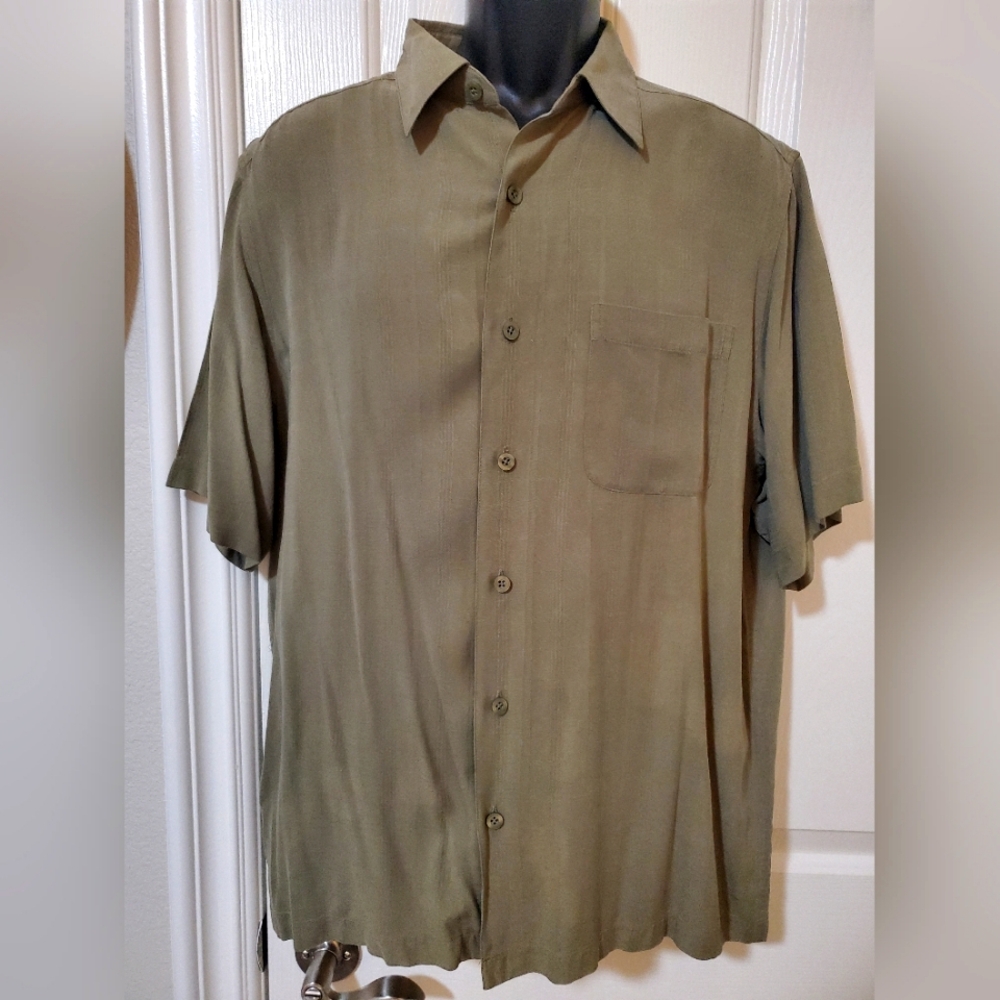 SILK CLAIBORNE MENS LARGE CAMP SHIRT